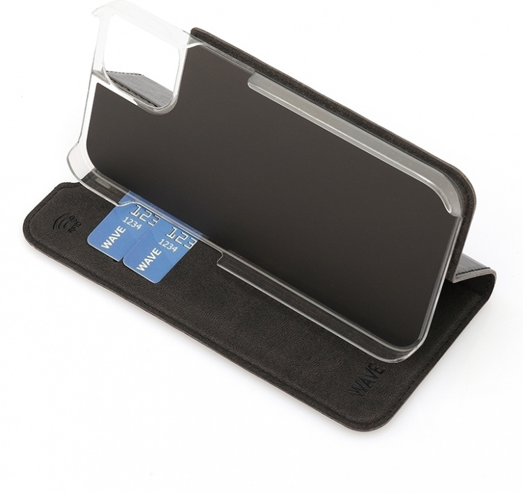 Wave BookCase beschermhoes, iPhone 13, zwart Wave BookCase beschermhoes, iPhone 13, zwart