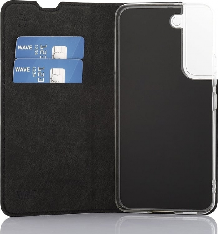 Wave BookCase beschermhoes, Samsung Galaxy S22 5G, zwart Wave BookCase beschermhoes, Samsung Galaxy S22 5G, zwart
