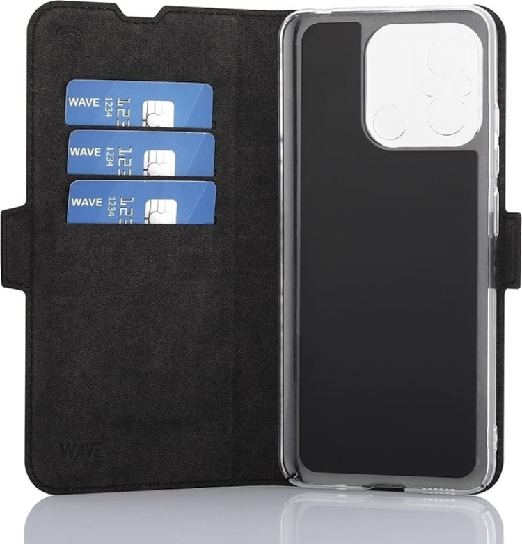 Wave BookCase beschermhoesje, Xiaomi Redmi 12C, zwart Wave BookCase beschermhoesje, Xiaomi Redmi 12C, zwart