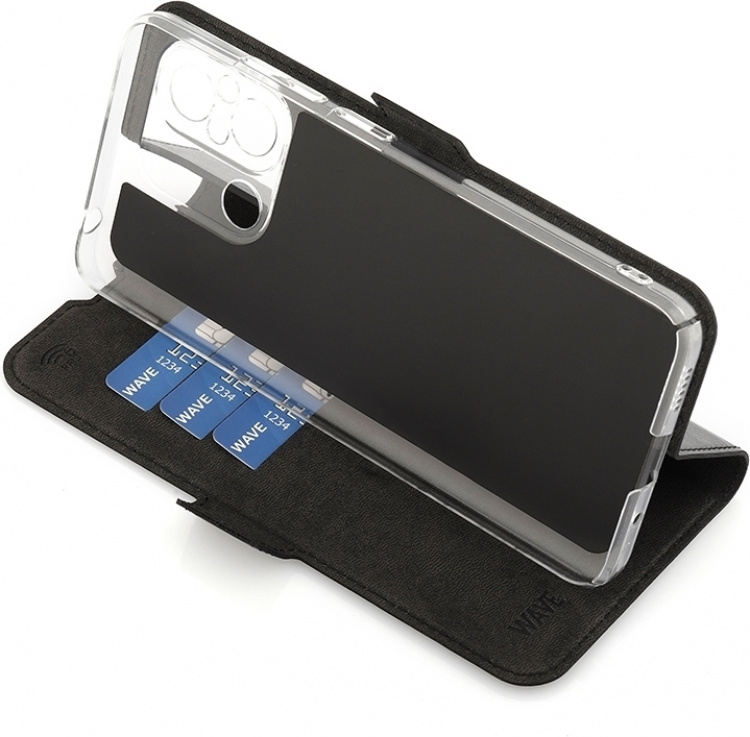 Wave BookCase beschermhoesje, Xiaomi Redmi 12C, zwart Wave BookCase beschermhoesje, Xiaomi Redmi 12C, zwart