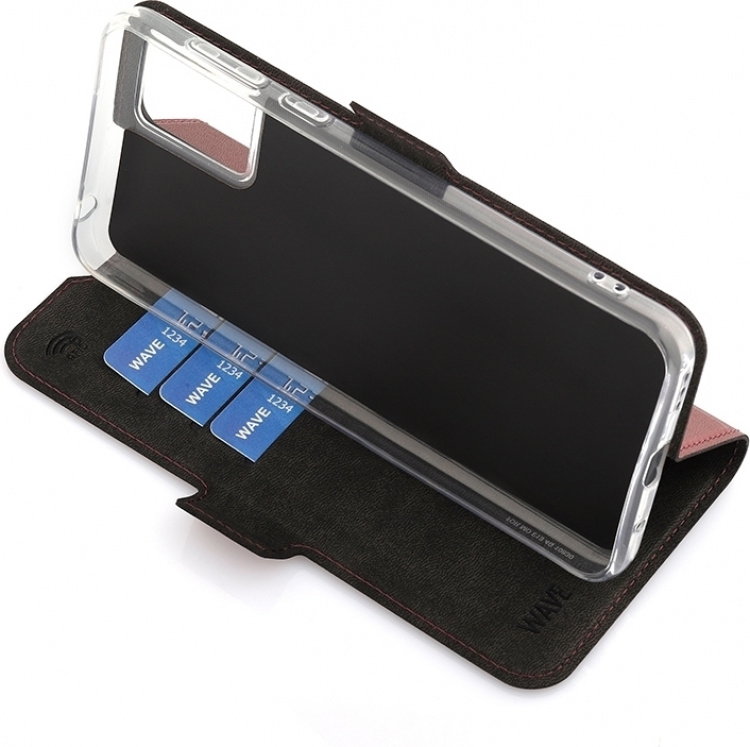 Wave BookCase beschermhoesje, Motorola Moto E13, Smoky Sangria