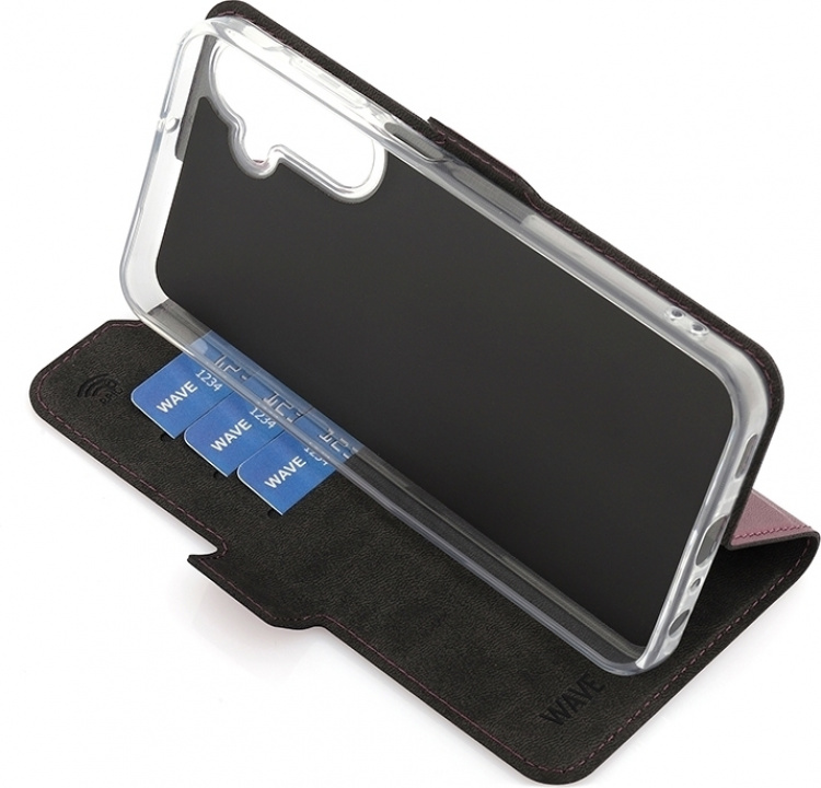 Wave BookCase, Samsung Galaxy A25 5G, Sangria rokerig Wave BookCase, Samsung Galaxy A25 5G, Sangria rokerig