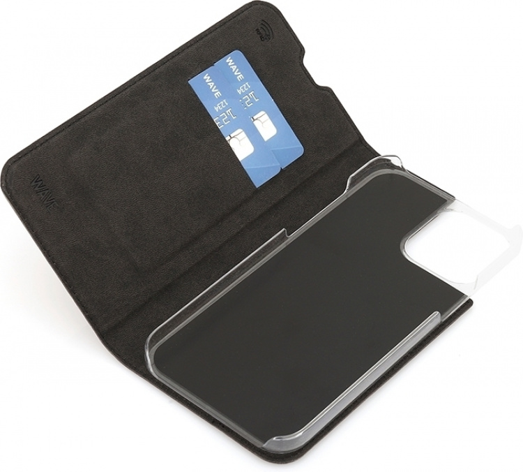 Wave BookCase beschermhoes, iPhone 13 Pro Max, zwart
