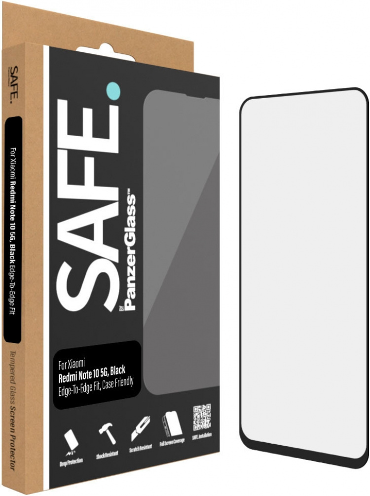 SAFE door PanzerGlass gepantserd glas, Xiaomi Redmi Note 10 5G, zwarte rand SAFE door PanzerGlass gepantserd glas, Xiaomi Redmi Note 10 5G, zwarte rand