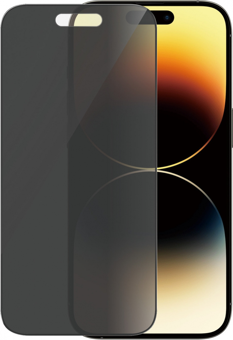 PanzerGlass Ultra Wide Fit Privacy-schermbeschermer, iPhone 14 Pro, zwarte rand PanzerGlass Ultra Wide Fit Privacy-schermbeschermer, iPhone 14 Pro, zwarte rand