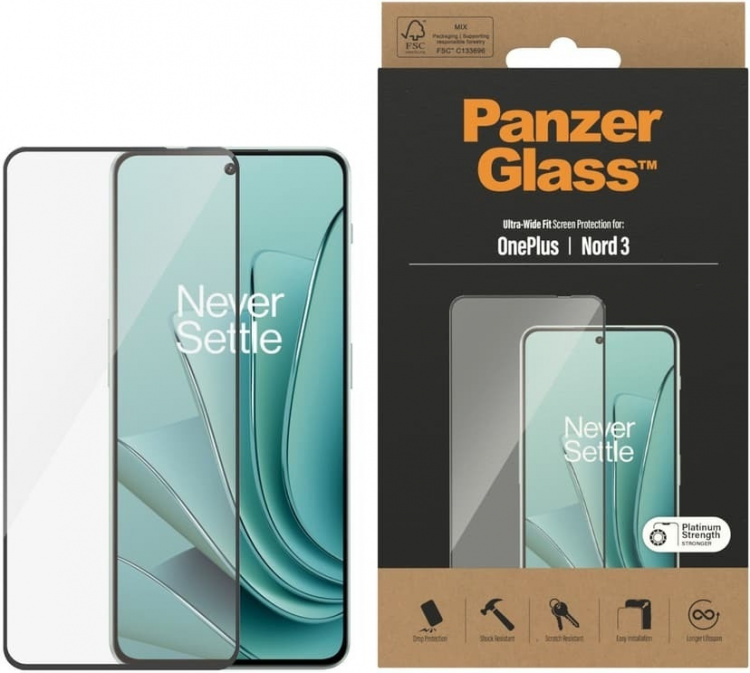 PanzerGlass Screen Protector Ultra-Wide Fit gepantserd glas, OnePlus Nord 3 5G