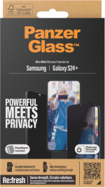 PanzerGlass Privacy Ultra Wide Fit gepantserd glas, Samsung Galaxy S24+