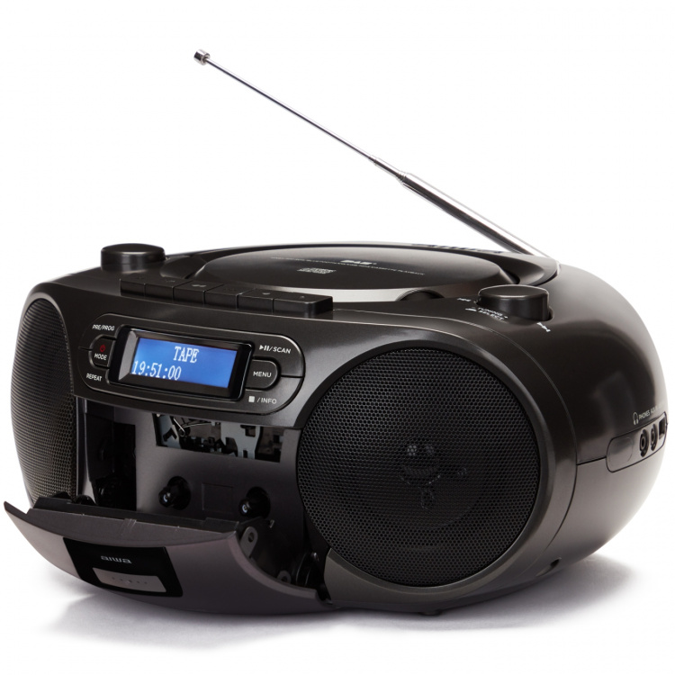 AIWA Radio med CD-spelare, Kassettband och Bluetooth Svart