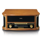 Lenco Houten retro platenspeler met Bluetooth® AM/FM-radio USB-codering CD-speler cassettespeler en ingebouwde luidsprekers Lenco Houten retro platenspeler met Bluetooth® AM/FM-radio USB-codering CD-speler cassettespeler en ingebouwde luidsprekers
