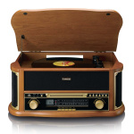 Lenco Houten retro platenspeler met Bluetooth® AM/FM-radio USB-codering CD-speler cassettespeler en ingebouwde luidsprekers Lenco Houten retro platenspeler met Bluetooth® AM/FM-radio USB-codering CD-speler cassettespeler en ingebouwde luidsprekers