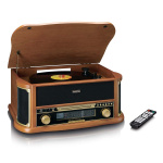 Lenco Houten retro platenspeler met Bluetooth® AM/FM-radio USB-codering CD-speler cassettespeler en ingebouwde luidsprekers Lenco Houten retro platenspeler met Bluetooth® AM/FM-radio USB-codering CD-speler cassettespeler en ingebouwde luidsprekers