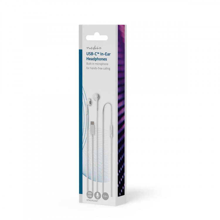 Nedis Bedrade Koptelefoon | USB-C™ | Kabellengte: 1.20 m | Ingebouwde microfoon | Volumebediening | Wit
