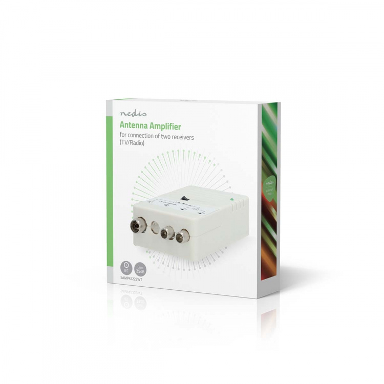 Nedis CATV-Versterker | Versterking: 25 dB | 47 - 694 MHz | Outputs: 2 | Versterkingsregelaar | Wit