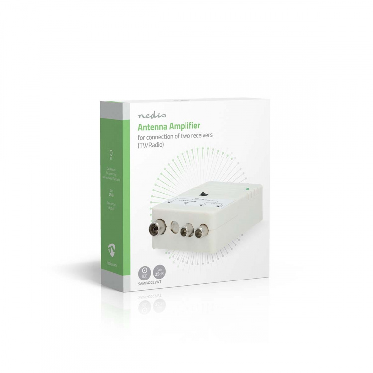 Nedis CATV-Versterker | Versterking: 25 dB | 47 - 694 MHz | Outputs: 2 | Versterkingsregelaar | Wit