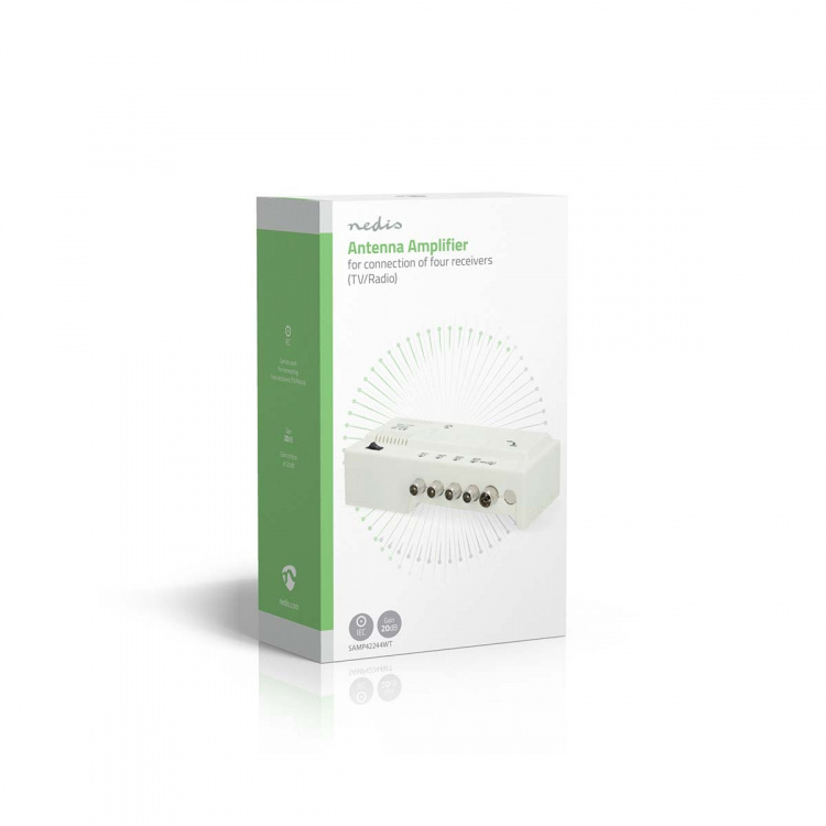 Nedis CATV-Versterker | Versterking: 20 dB | 47 - 694 MHz | Outputs: 4 | Versterkingsregelaar | Wit