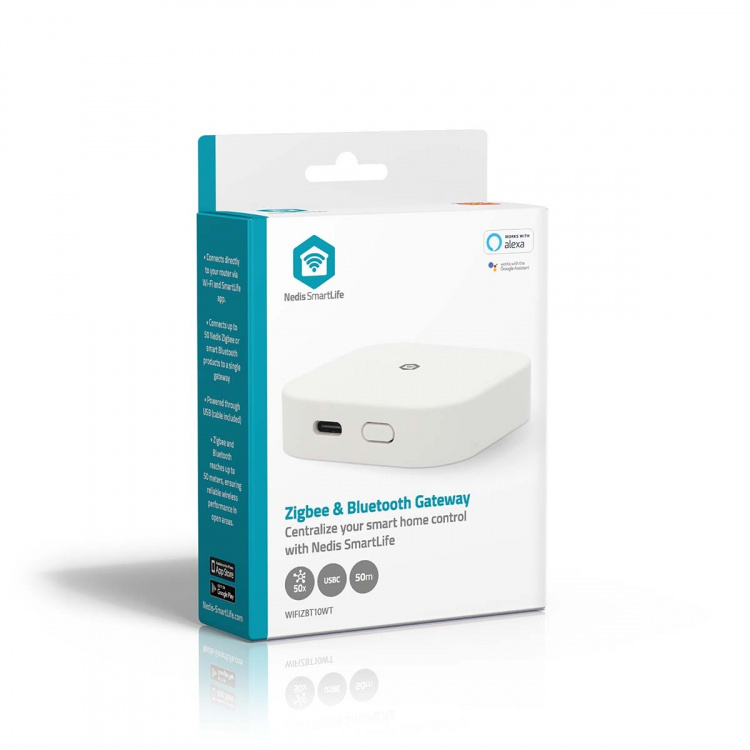 Nedis SmartLife Gateway | Bluetooth® / Zigbee 3.0 | 50 Apparaten | USB Gevoed | Android™ / IOS | Wit