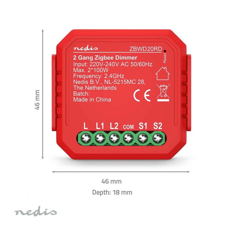 Nedis SmartLife inbouwmodule | Dubbele Triac Dimmer | 2 x 100 W | Kroonsteen | App beschikbaar voor: Android™ / IOS Nedis SmartLife inbouwmodule | Dubbele Triac Dimmer | 2 x 100 W | Kroonsteen | App beschikbaar voor: Android™ / IOS