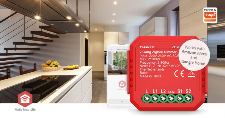 Nedis SmartLife inbouwmodule | Dubbele Triac Dimmer | 2 x 100 W | Kroonsteen | App beschikbaar voor: Android™ / IOS Nedis SmartLife inbouwmodule | Dubbele Triac Dimmer | 2 x 100 W | Kroonsteen | App beschikbaar voor: Android™ / IOS