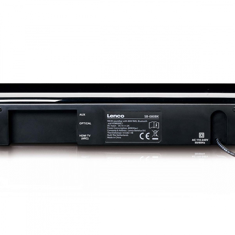 Lenco 90 cm Soundbar met 80 W RMS Bluetooth® USB Ingebouwde subwoofer en HDMI (ARC)