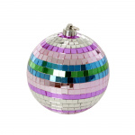 RICE Disco Bal met Funky Strepen - Roze, Zilver, Groen, Blauw - Medium