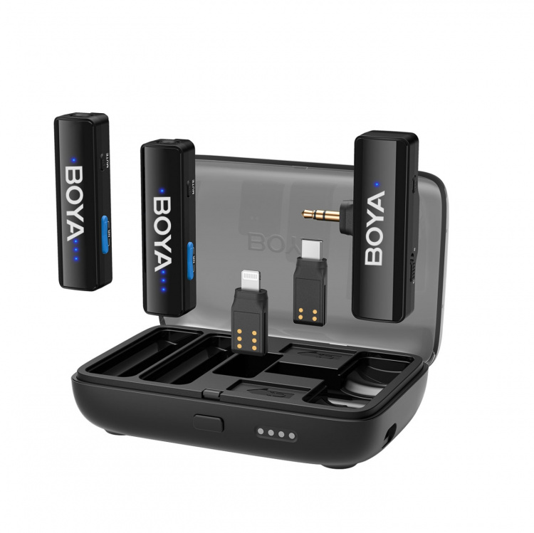 BOYA Microphone Wireless x2 System BOYALINK V2.0 3.5mm, Lightning & USB-C BOYA Microphone Wireless x2 System BOYALINK V2.0 3.5mm, Lightning & USB-C