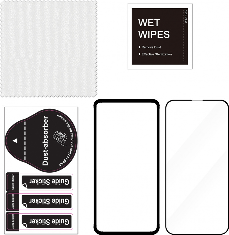 FoneKit Volledige dekking gepantserd glas, iPhone 14 Plus / 13 Pro Max, zwart