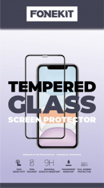 FoneKit Full Cover gepantserd glas, iPhone 11 / XR, zwart