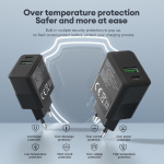 FoneKit Dubbele 20W lader, USB-C + USB-A, zwart FoneKit Dubbele 20W lader, USB-C + USB-A, zwart