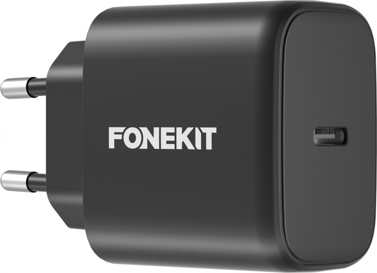 FoneKit GaN PD 65W AC-lader, USB-C, zwart FoneKit GaN PD 65W AC-lader, USB-C, zwart
