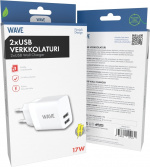 Wave netlader 2 x USB, 17W, wit Wave netlader 2 x USB, 17W, wit