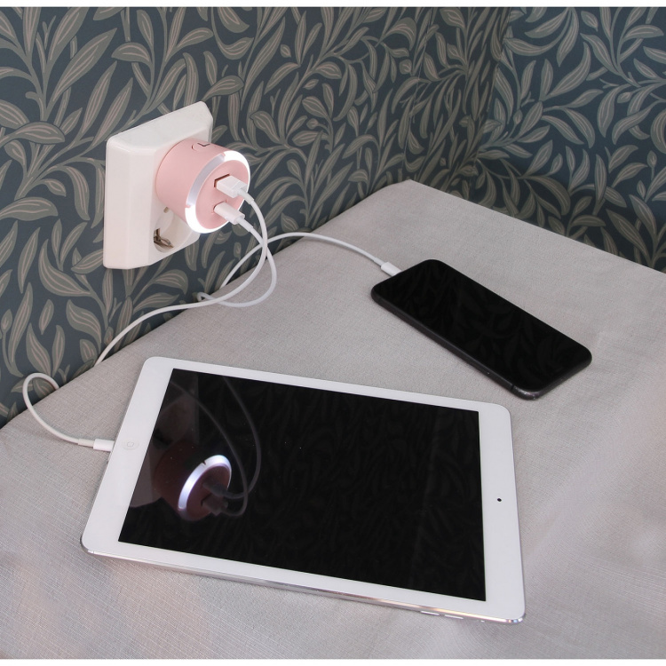 CAPiDi Säkerhetstimer USB A+C 1-4 3.4A Rosa