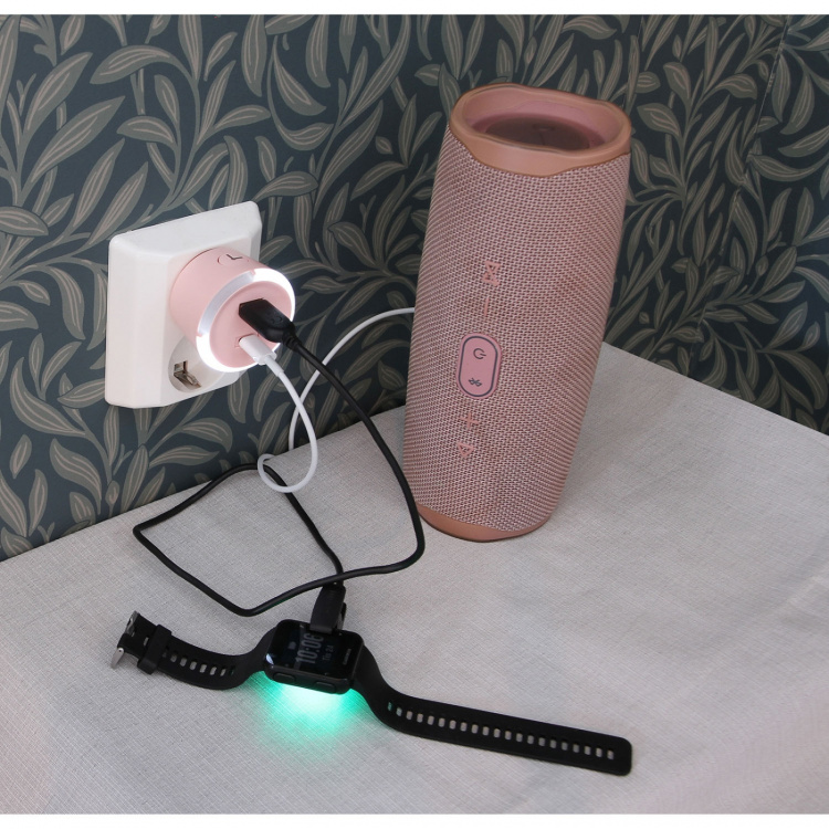 CAPiDi Säkerhetstimer USB A+C 1-4 3.4A Rosa