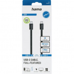 Hama Kabel USB C-C USB 3.2 Svart 0.75m