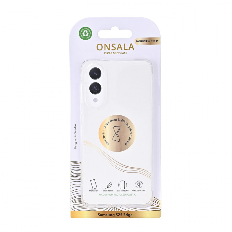 Onsala Mobilskal Samsung S25 Edge TPU Återvunnen Transparent Onsala Mobilskal Samsung S25 Edge TPU Återvunnen Transparent