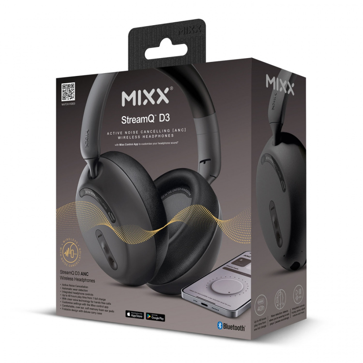 MIXX Hörlur StreamQ D3 ANC Over-Ear Trådlös Svart
