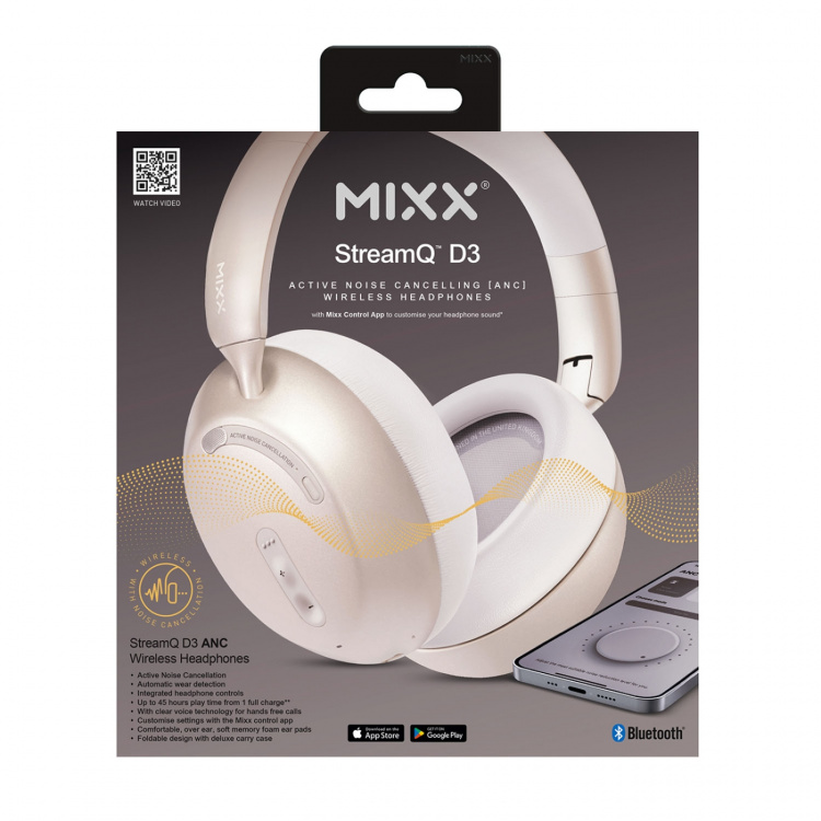 MIXX Hörlur StreamQ D3 ANC Over-Ear Trådlös Sand MIXX Hörlur StreamQ D3 ANC Over-Ear Trådlös Sand