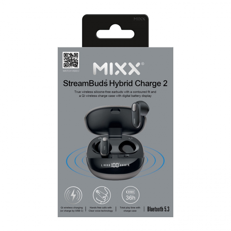 MIXX Hörlur Hybrid Charge 2 In-Ear Tws Qi Trådlös Svart