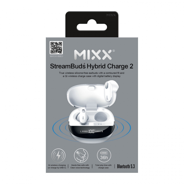 MIXX Hörlur Hybrid Charge 2 In-Ear Tws Qi Trådlös Vit