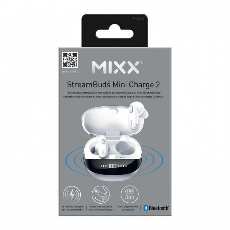 MIXX Hörlur Mini Charge 2 In-Ear Tws Qi Trådlös Vit