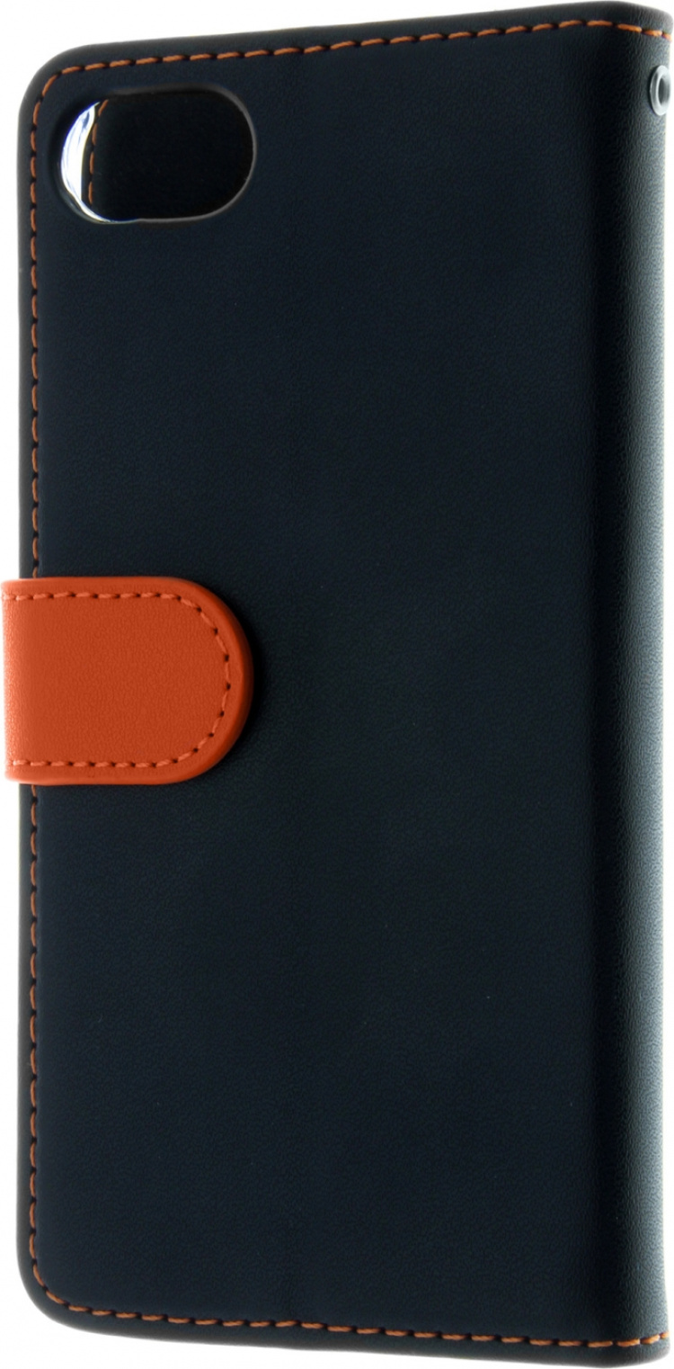 Insmat Exclusive Flip Case Portemonneehoesje voor iPhone 6 / 6s / 7 / 8 / SE, zwart / oranje