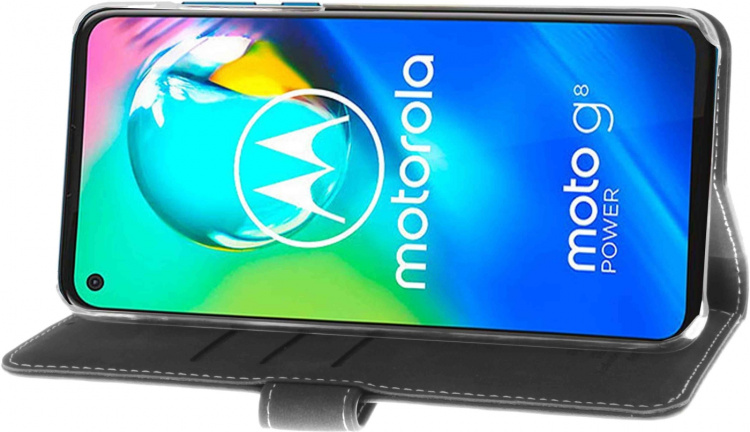 Insmat Exclusieve Flip Case Portemonneehoesje Motorola Moto G8 Power, zwart