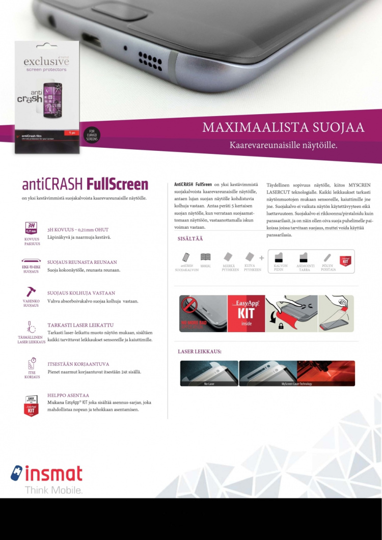 Insmat Anticrash beschermfolie, Samsung Galaxy S22, transparant Insmat Anticrash beschermfolie, Samsung Galaxy S22, transparant