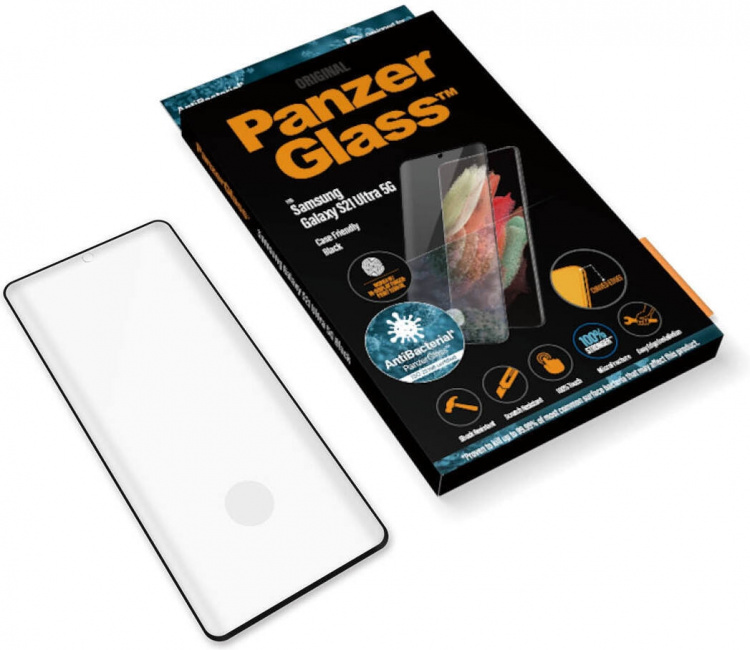 PanzerGlass Case Friendly Vingerafdruk gepantserd glas, Galaxy S21 Ultra, zwart PanzerGlass Case Friendly Vingerafdruk gepantserd glas, Galaxy S21 Ultra, zwart