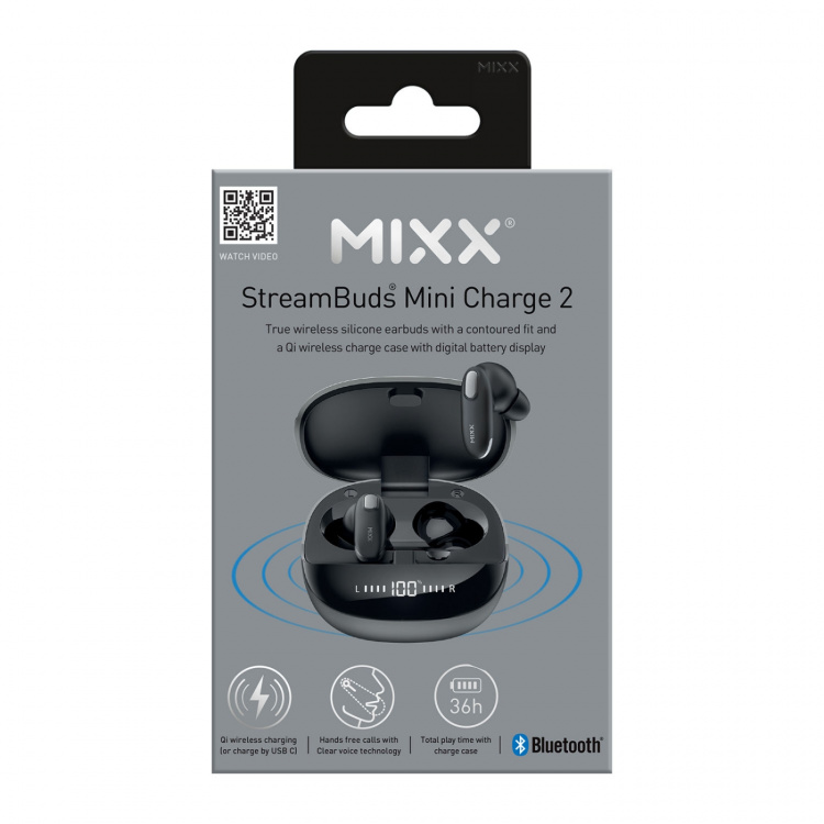 MIXX Hörlur Mini Charge 2 In-Ear Tws Qi Trådlös Svart