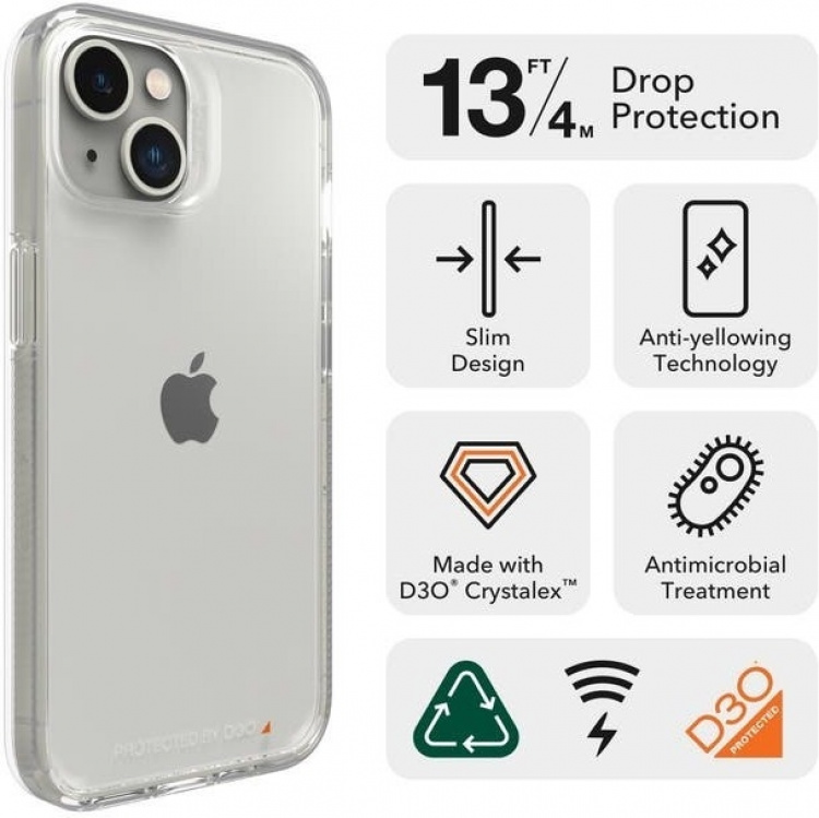 GEAR4 D3O Crystal Palace hoesje, Apple iPhone 14, transparant