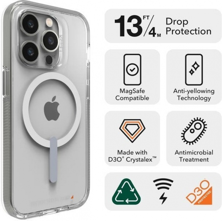 GEAR4 D3O Crystal Palace Snap Case, Apple iPhone 14 Pro Max, transparant