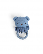 Smallstuff Rammelaar, berengezichtje op siliconen ring, blauw - (40008-91)