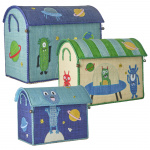 RICE Raffia speelgoedmanden met Monsters thema - Levendig - Set van 3