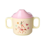 RICE Melamine 2-Hendel babybeker met kermisopdruk - Roze - 250 ml