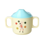 RICE Melamine 2-Handige Babybeker met Kermisopdruk - Mint - 250 ml
